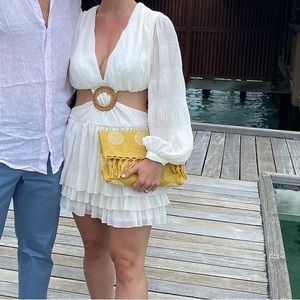 White cutout mini dress